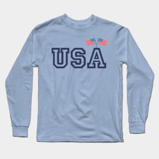 USA letter print with american flag Long Sleeve T-Shirt